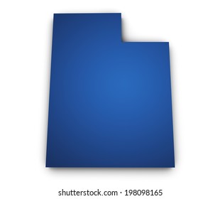 Shape 3d Of Utah State Map Colored In Blue And Isolated On White Background.