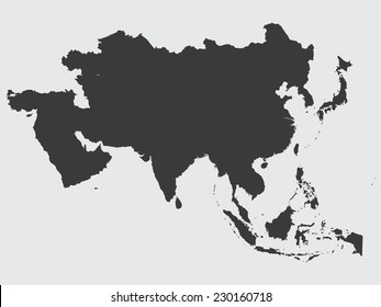 Asia Map Vector Isolated On Gray Stock Vector (Royalty Free) 1717528609 ...