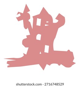 The shape looks irregular and imaginative, with sharp and curved edges that resemble a fantasy creature or a stylized monster. It appears to be standing or moving forward, with raised arms and uneven details, giving a playful yet slightly mysterious impression. The simple color and flat design make it look like a logo, icon, or abstract artwork