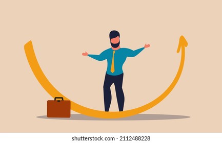 Shape V Economy Recover Direction. Business Graph Stable And Finance Arrow Up Illustration. Future Businessman Invest In The Market And Return Money. Fund Growth Company And Success People