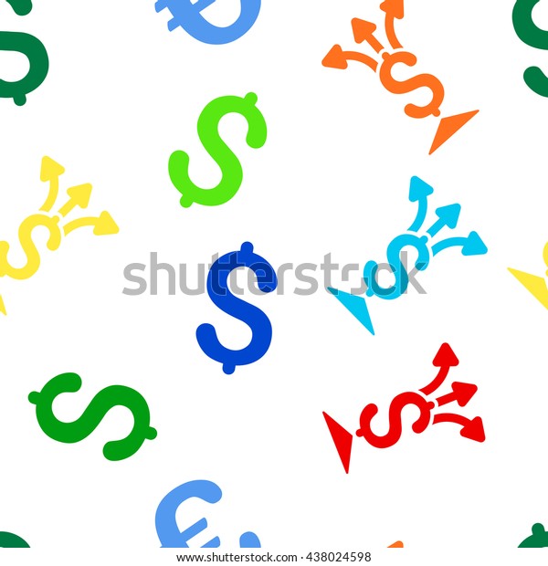 Share Money\
glyph seamless repeatable pattern. Style is flat share money and\
dollar symbols on a white\
background.