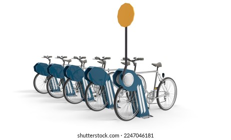 Shared Smart Bicycle Unit 3 d illustration rendering drawing
