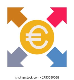 Sharing Euro Money - Flat Color Icon.