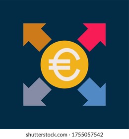 Sharing Euro Money - Flat Color Icon.