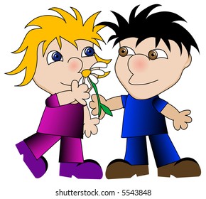 Sharing Flower Friend Stock Illustration 5543848 | Shutterstock