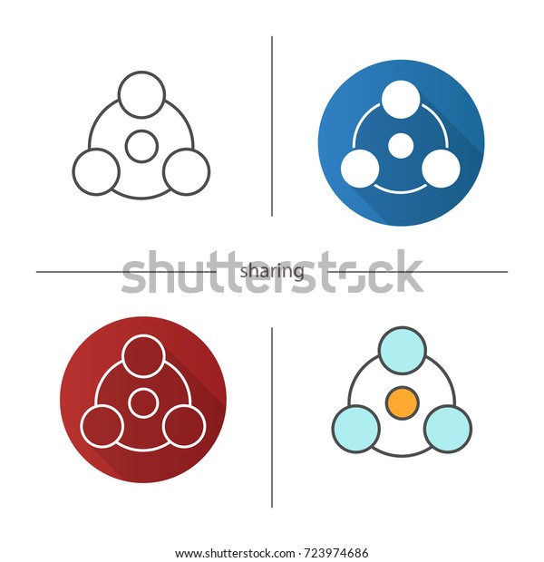 Sharing symbol icon. Flat design, linear
and color styles. Isolated raster
illustrations