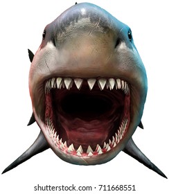 Shark Biting 3D Illustration