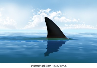 Акула плавника над водой