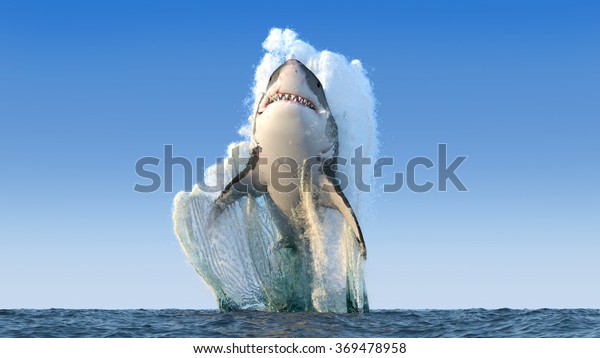 サメが水から飛び出す のイラスト素材