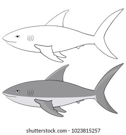 Shark Outline Gray Illustration Isolated On Stock Illustration 1023815257