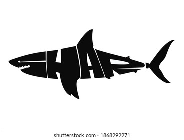 Shark Writing Logo Black Color White Stock Illustration 1868292271