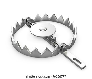 Sharp Bear Trap, Isolated On White Background