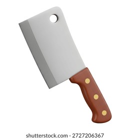 Sharp kitchen cleaver with brown handle