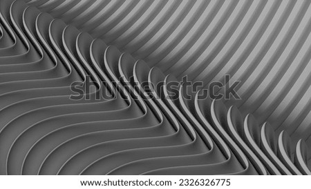 A sharp and linear modern art minimal flat ray has a simple design and graceful curves Gray abstract, elegant and modern 3D rendering image. 3D Illustration