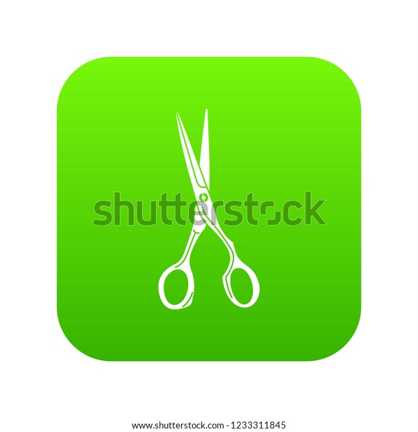 Sharp Scissors Icon Green Isolated On Stock Illustration 1233311845 ...