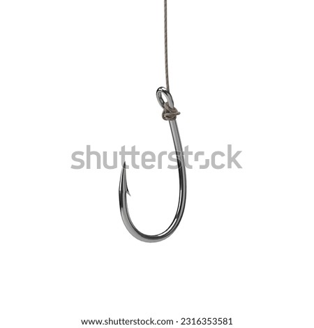 sharpened chrome hook strung on a line