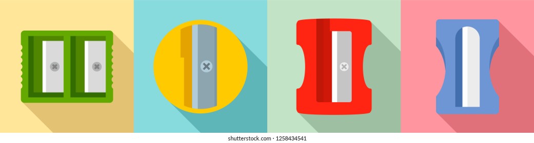 Sharpener icon set. Flat set of sharpener icons for web design