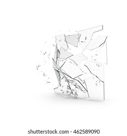 Shattered Plate Glass 3D Illustration