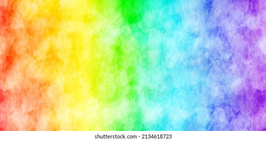 Shaved Ice Rainbow Gradient Abstract Background. Watercolor Brush Snow Cone, Texture Soft Blur Juice Paint Pink-red Violet-purple Green-blue Yellow-orange White, Colorful Fun. Illustration Realistic