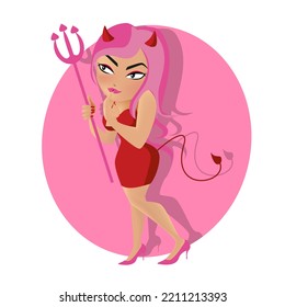 She Devil Wearing A Red Dress Illustration Design