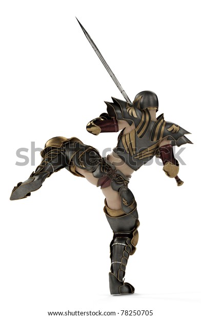 She Medieval Warrior Back View Stock Illustration 78250705