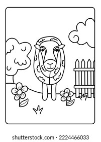 A Sheep Coloring Page In US Letter Format