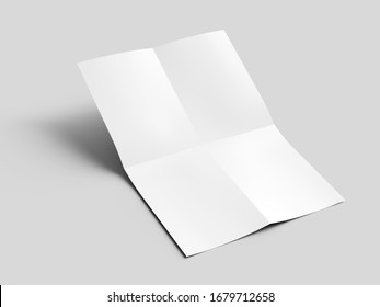 Sheet Of Paper Folded To Four. Letter Or Poster Mockup. 3d Illustration