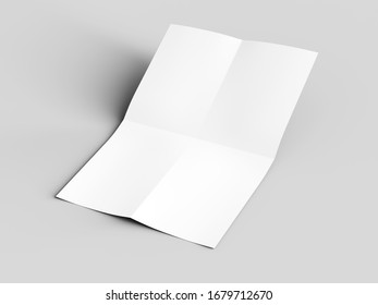 Sheet Of Paper Folded To Four. Letter Or Poster Mockup. 3d Illustration