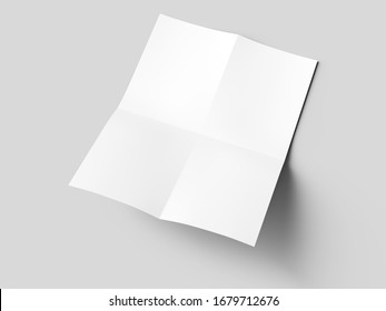 Sheet Of Paper Folded To Four. Letter Or Poster Mockup. 3d Illustration