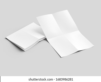 Sheet Of Paper Folded To Four. Letter Or Poster Mockup. 3d Illustration