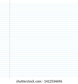 A sheet of white striped paper with a left margin. Classic note for study. Illustration. - Shutterstock ID 1412534696