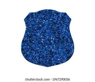 Sheild Frame Glitter Blue Icon Logo Symbol, 3d Illustration