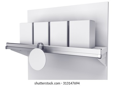 Shelf With Bags And Blank Round Wobbler