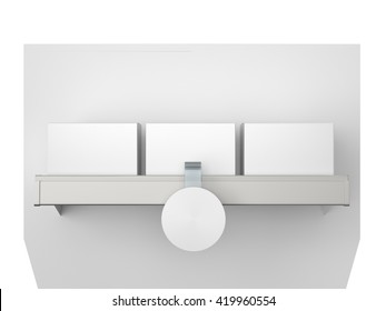 Shelf With Boxes And Blank Wobbler