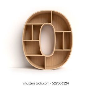 Shelf Font 3d Rendering Letter 0