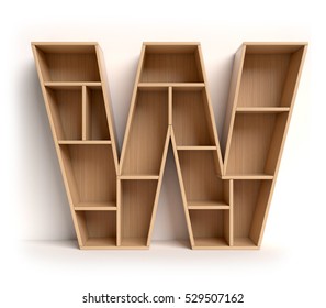 Shelf Font 3d Rendering Letter W