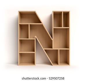 Shelf Font 3d Rendering Letter N