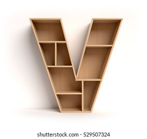 Shelf Font 3d Rendering Letter V