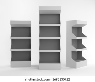 Shelf POS Stand Mock-up, Blank Carton  Product Display, 3D Rendering