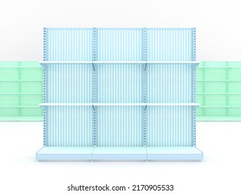 Shelf Supermarket Pastel Tones, For Show Products. 3D Rendering.