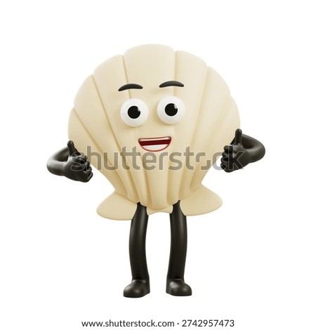 shell character raising both hands in excitement, representing joy, celebration, and enthusiasm in a playful animated style.
