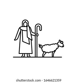 Shepherd, Christianity, Sheep Icon. Simple Line, Outline Religion Icons For Ui And Ux, Website Or Mobile Application