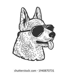 Shepherd Dog Sunglasses Sketch Engraving Raster Stock Illustration ...