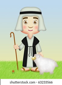 68 Shepherd holding lamb Stock Illustrations, Images & Vectors ...