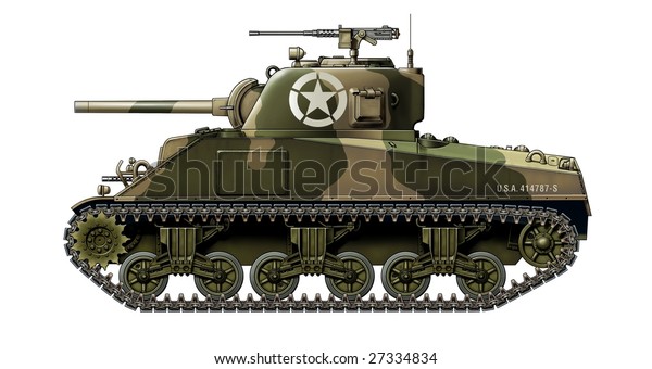 Sherman M4a2 Ww2 Tank Stock Illustration 27334834