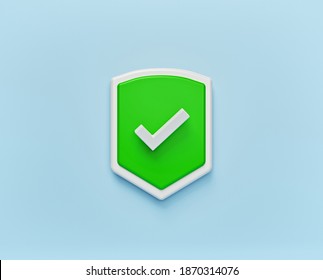 Shield Check Mark Icon Isolated. Minimal Symbol. 3d Rendering