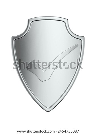 shield with checkmark on white background. Isolated 3D illustration