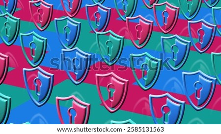 Shield cyber security computer system protection multiply symbol pattern. Abstract concept 3d mosaic icons illustration.