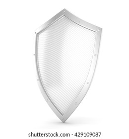 Shield Icon On White. 3d Rendering.