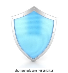 Shield Icon On White. 3d Rendering.